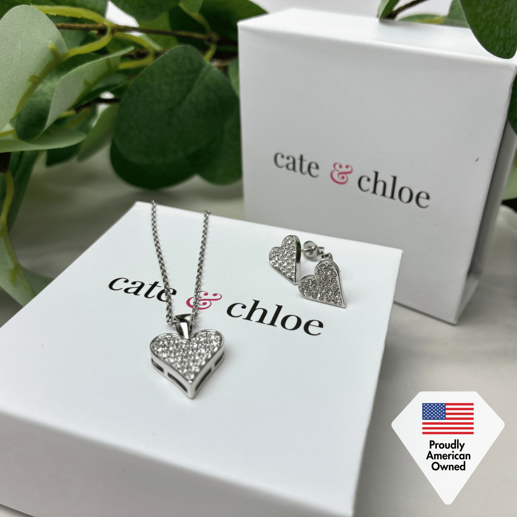 Cate & Chloe Cecilia 18k White Gold Plated Silver Jewelry Set with Swarovski Crystals for Women - Image 4