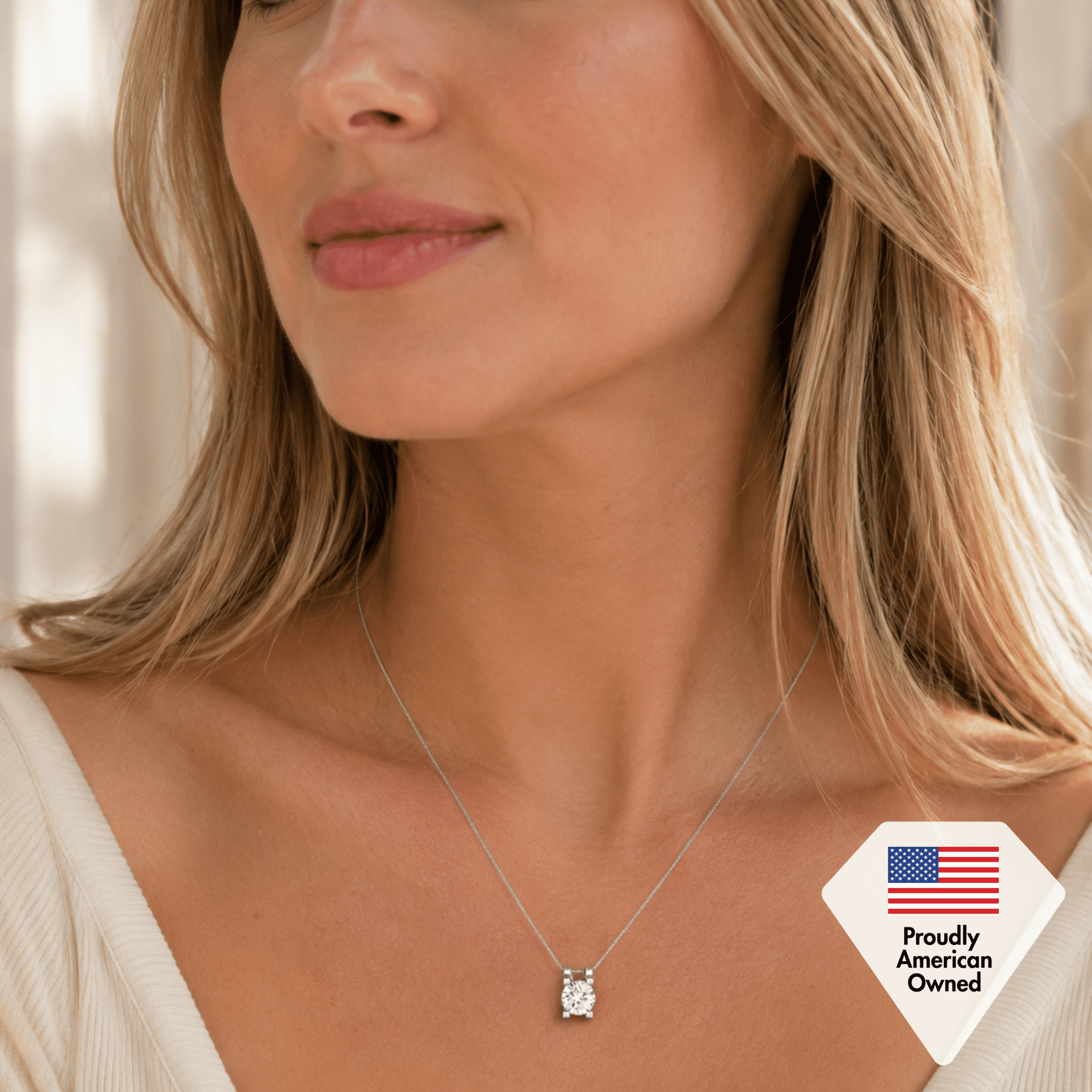 Cate & Chloe Clara 18k White Gold Plated Pendant Necklace with Swarovski Crystal Gift for Women - Image 3