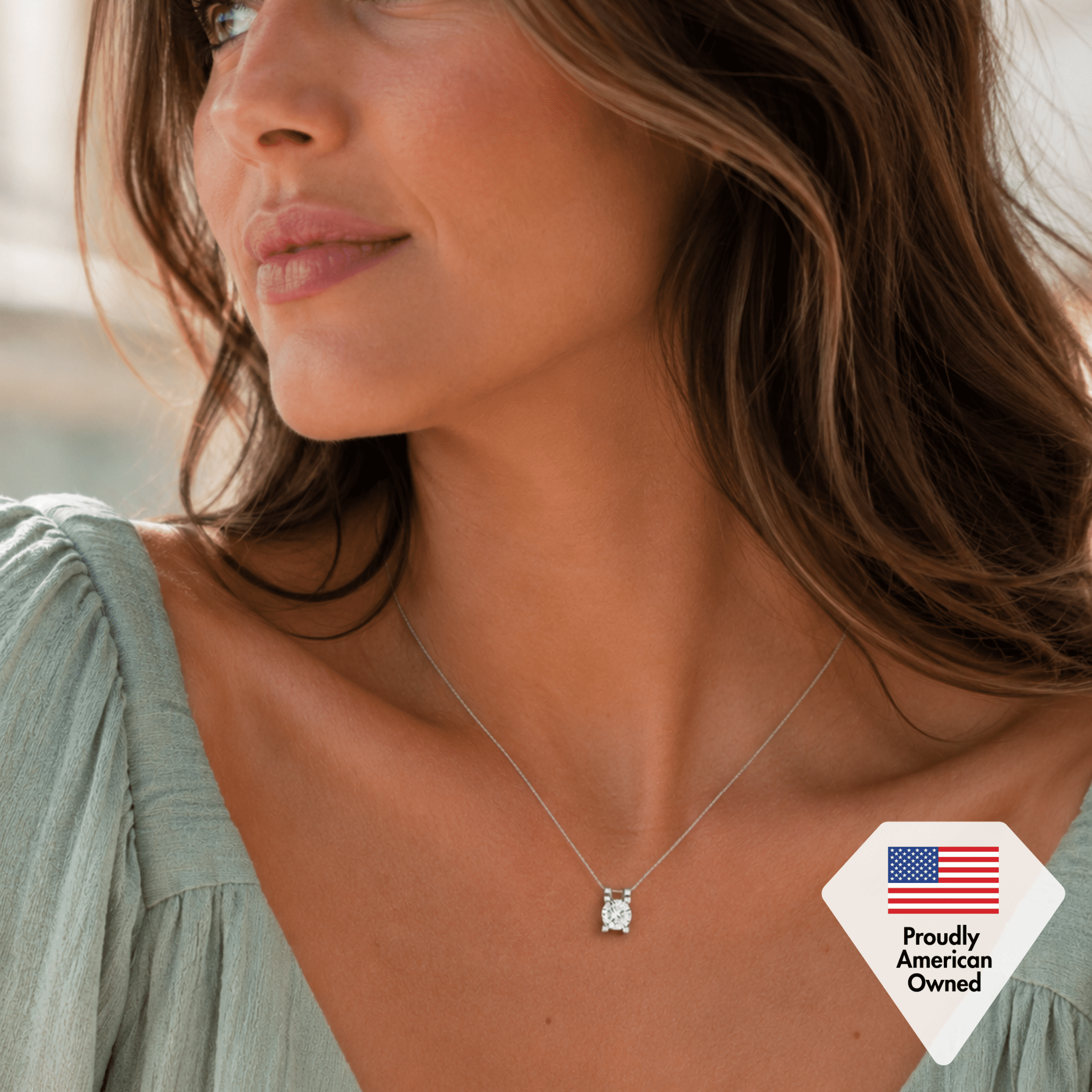 Cate & Chloe Clara 18k White Gold Plated Pendant Necklace with Swarovski Crystal Gift for Women - Image 4