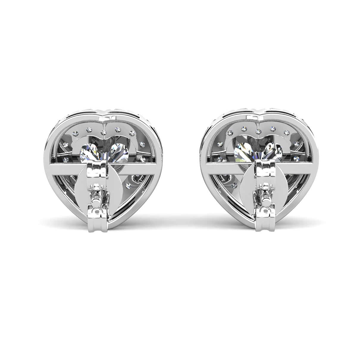 Cate & Chloe Coraline 18k White Gold Plated Heart Stud Earrings with Simulated Crystals for Women - Image 3