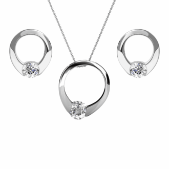 Cate & Chloe Dahlia 18k White Gold Plated Jewelry Set with Swarovski Crystals Gift for Women