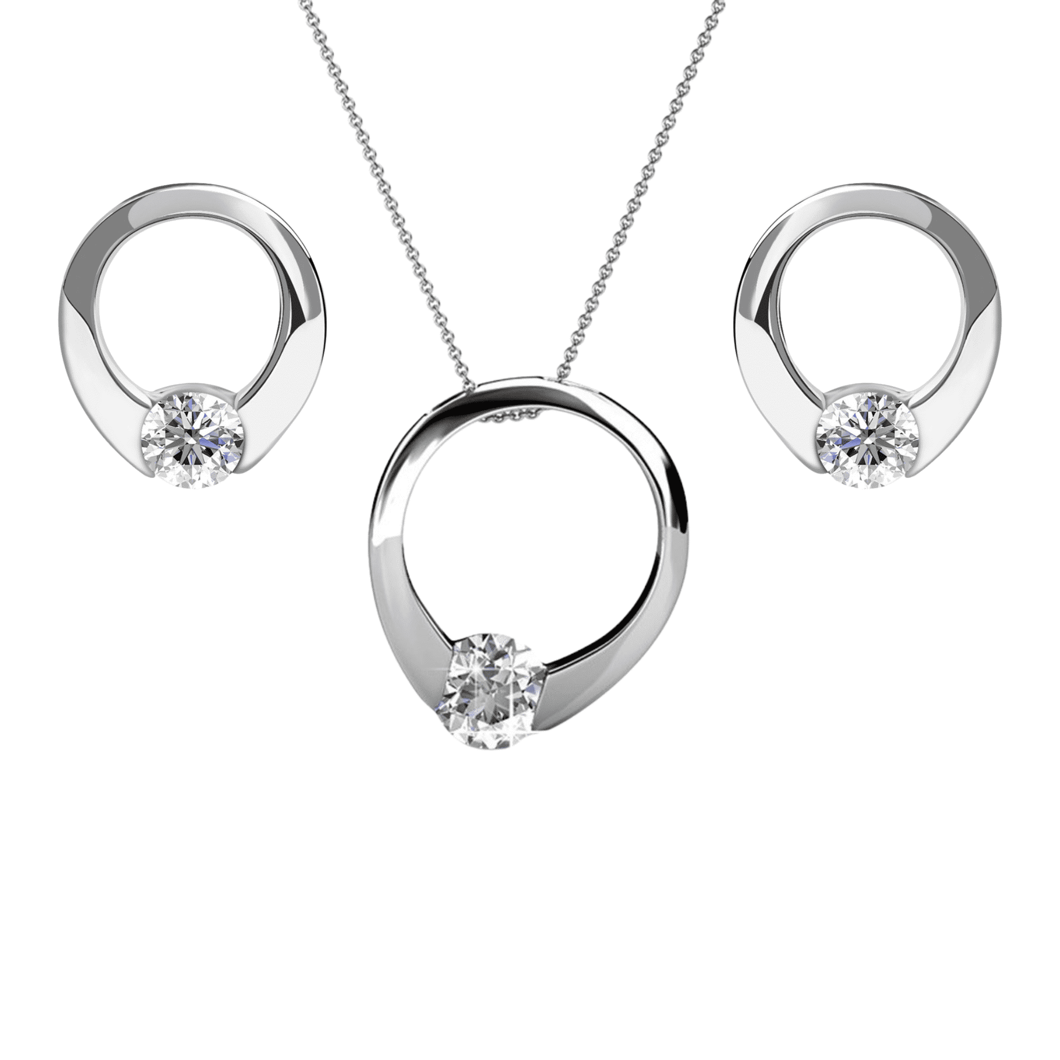 Cate & Chloe Dahlia 18k White Gold Plated Jewelry Set with Swarovski Crystals Gift for Women