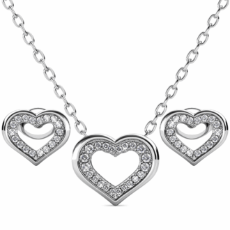 Cate & Chloe Dominique 18k White Gold Plated Silver Jewelry Set with Swarovski Crystals for Women