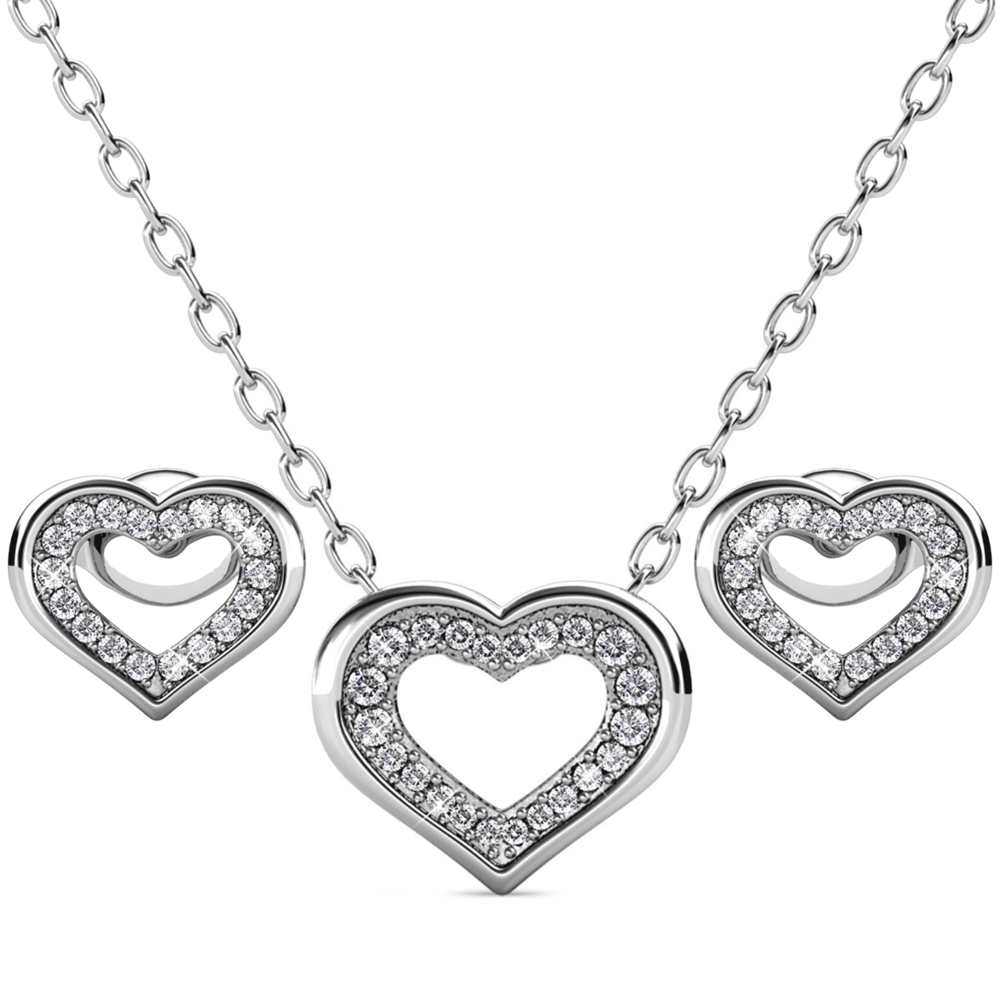 Cate & Chloe Dominique 18k White Gold Plated Silver Jewelry Set with Swarovski Crystals for Women