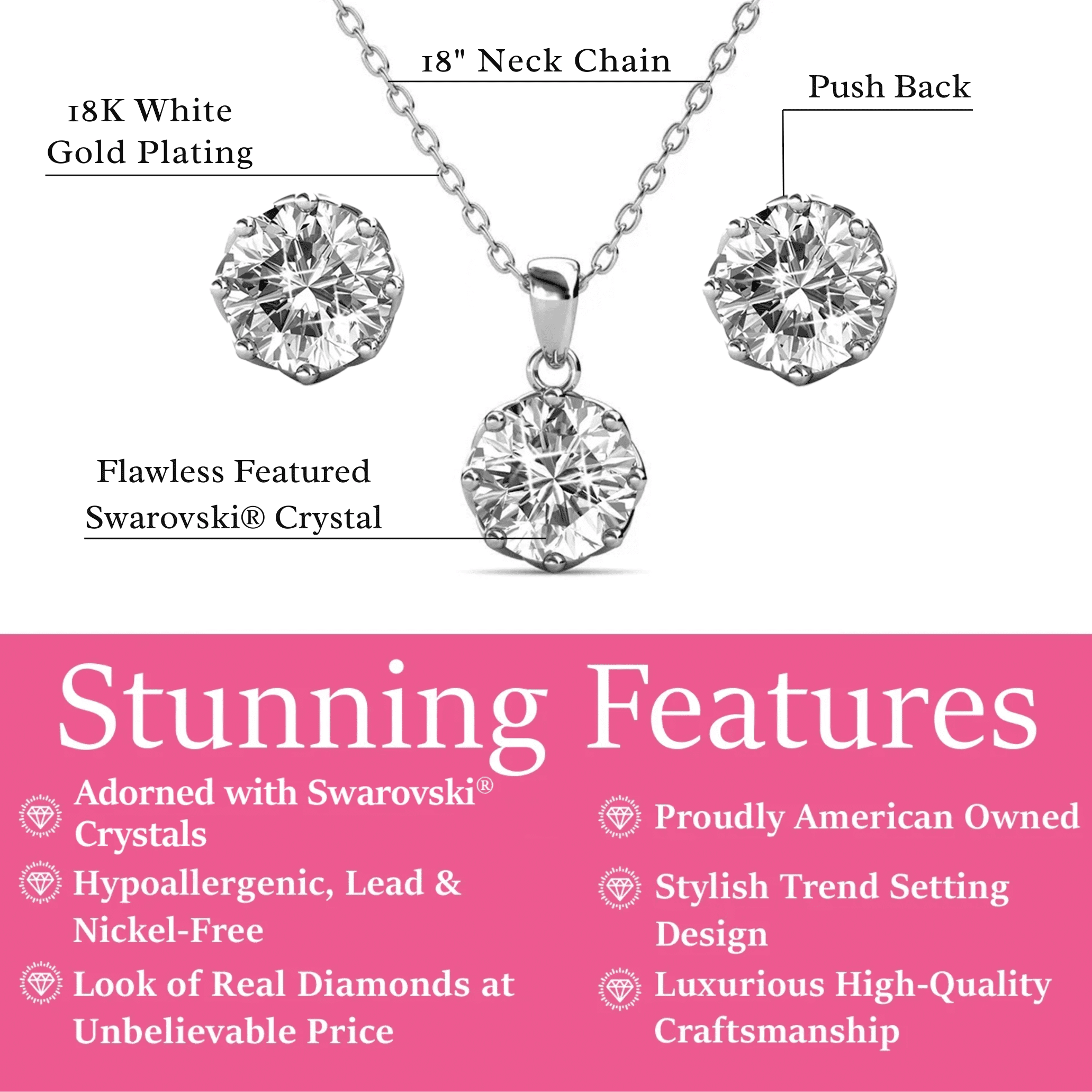 Cate & Chloe Eden 18k White Gold Plated Silver Jewelry Set with Swarovski Crystals Gift for Women - Image 5