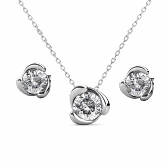 Cate & Chloe Harmony 18k White Gold Plated Silver Jewelry Set with Swarovski Crystals Gift for Women
