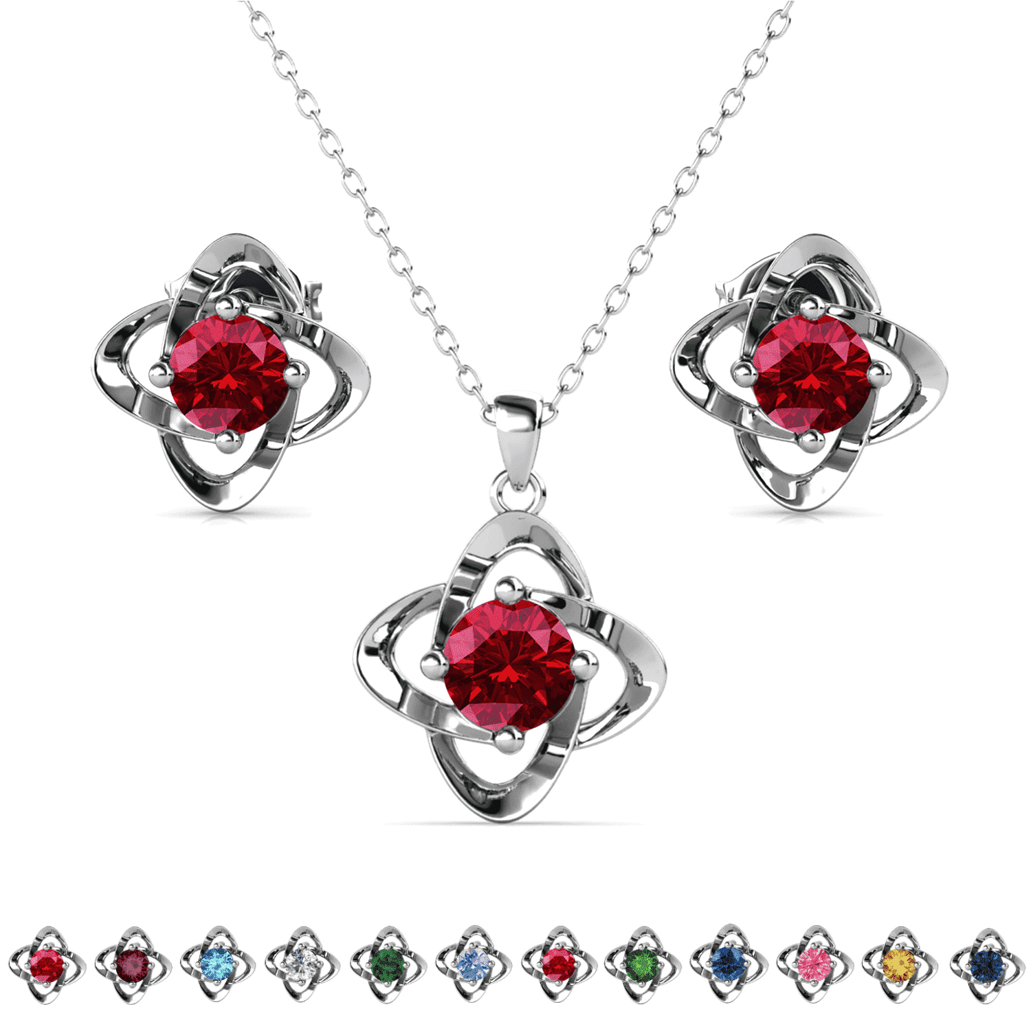 Cate & Chloe Infinity January Birthstone 18k White Gold Plated Women jewelry Set, Swarovski Crystals
