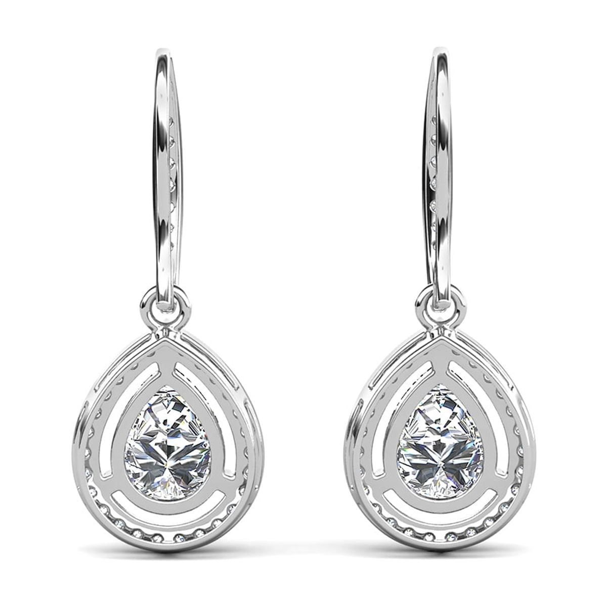 Cate & Chloe Isabel 18k White Gold Plated Dangle Earrings with Simulated Diamond Crystals for Women - Image 5