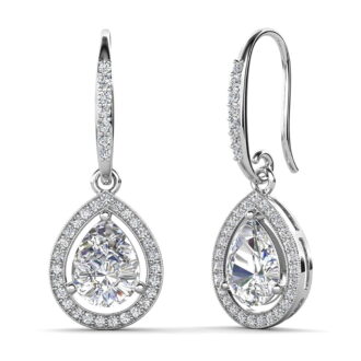 Cate & Chloe Isabel 18k White Gold Plated Dangle Earrings with Simulated Diamond Crystals for Women