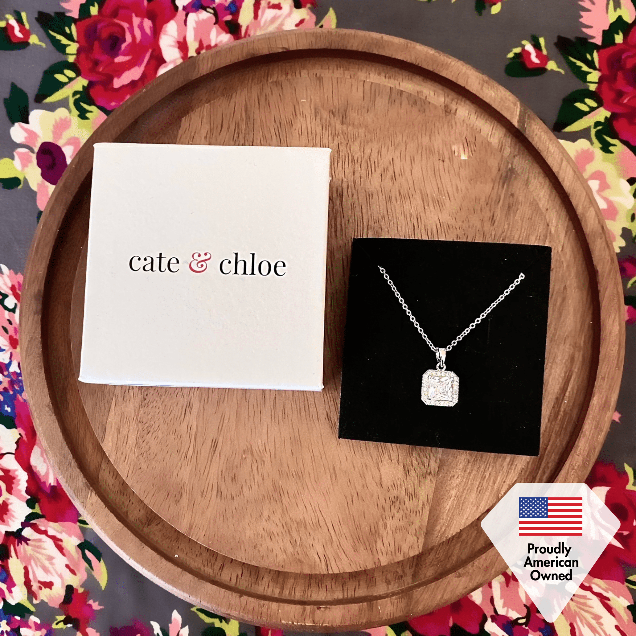 Cate & Chloe Ivy 18k White Gold Plated Pendant Necklace with Simulated Diamonds Gift for Women - Image 4
