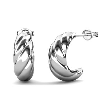 Cate & Chloe Lakelynn 18k White Gold Plated Twisted Hoop Earrings for Women, Gift for her