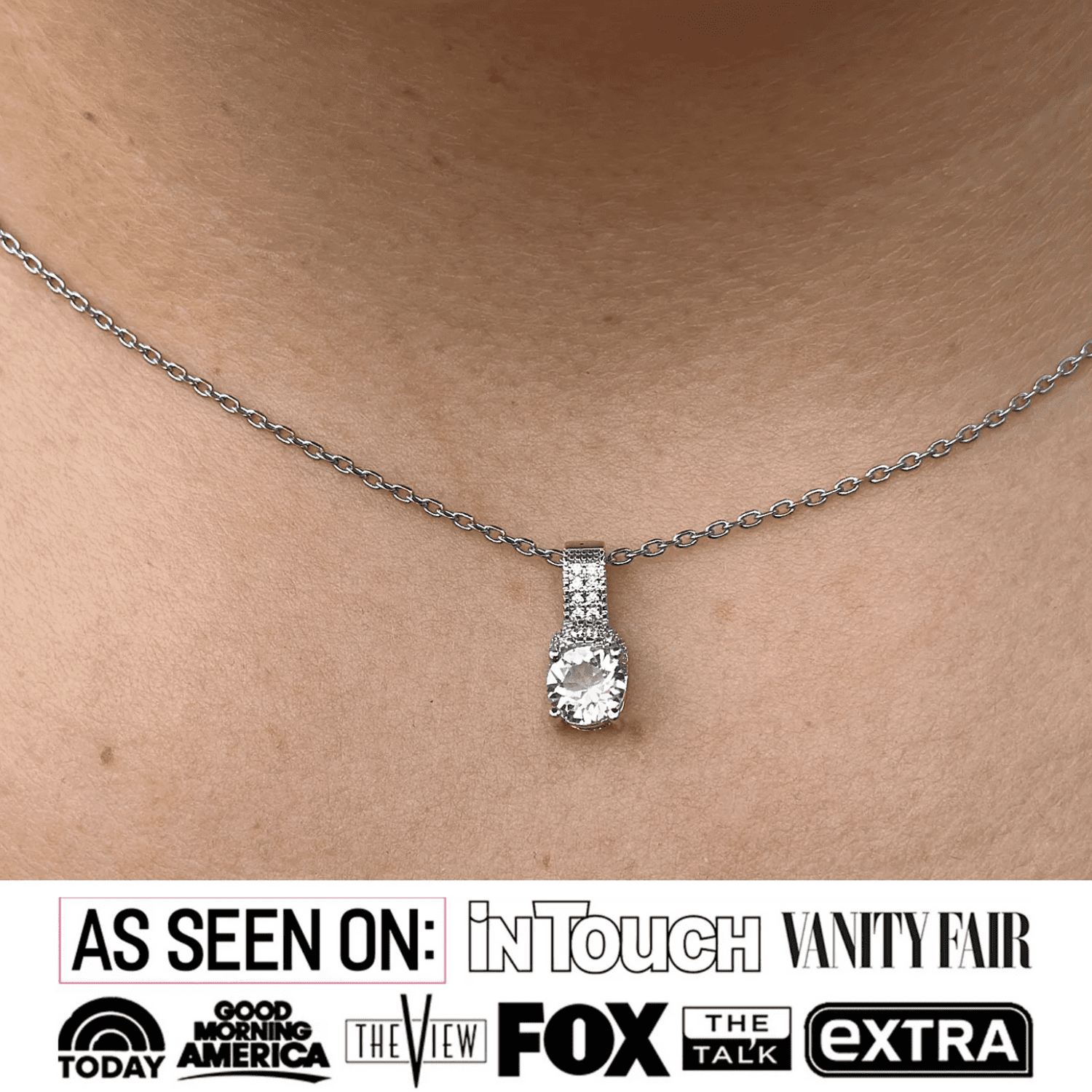 Cate & Chloe Laya 18k White Gold Plated Pendant Necklace with Swarovski Crystals Gift for Women - Image 3