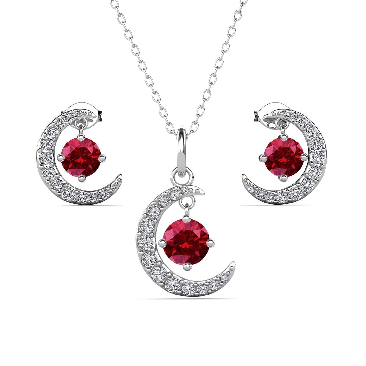 Cate & Chloe Luna January Birthstone 18k White Gold Plated Women jewelry Set, Swarovski Crystals - Image 3