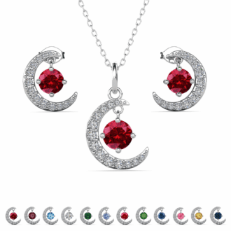Cate & Chloe Luna January Birthstone 18k White Gold Plated Women jewelry Set, Swarovski Crystals