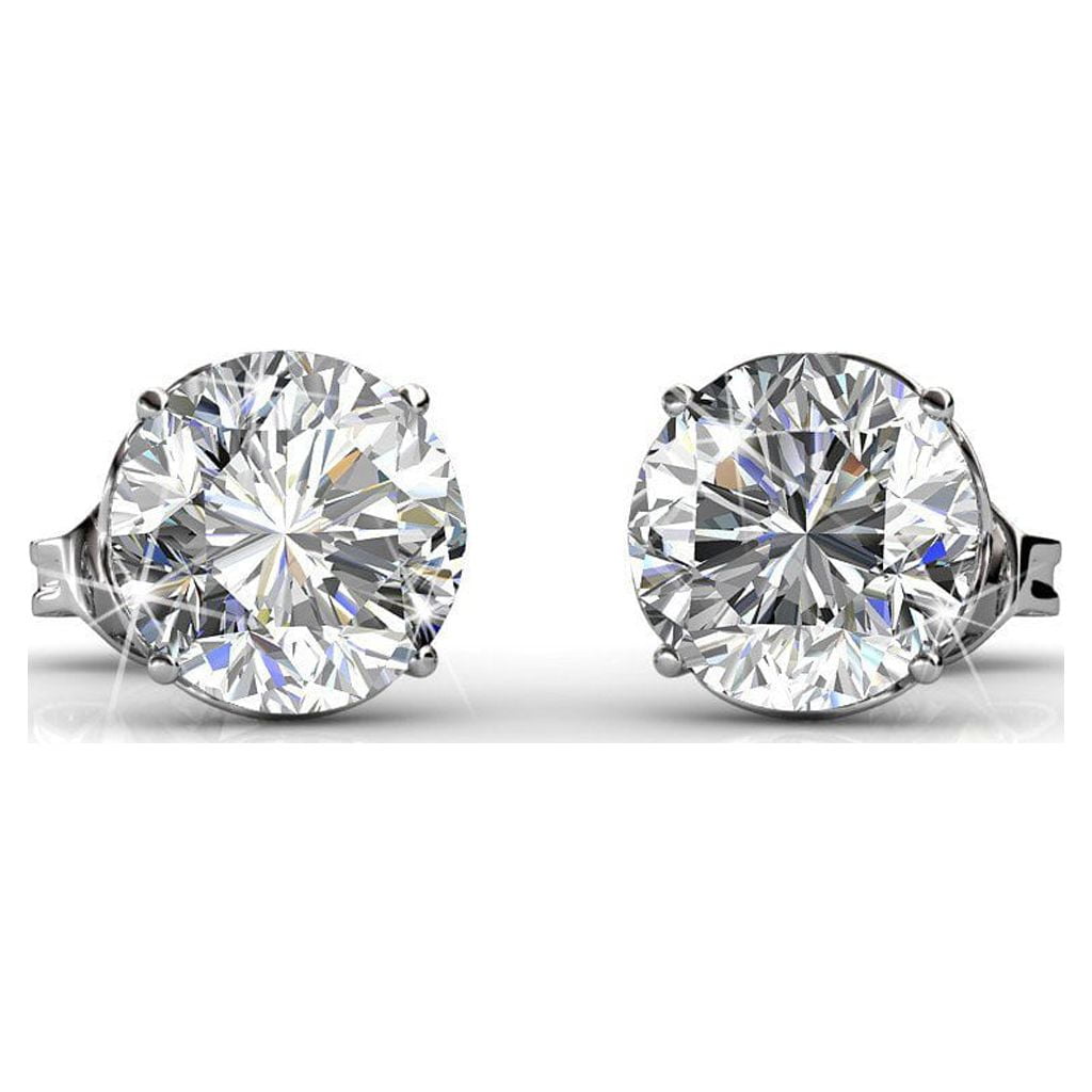 Cate & Chloe Mallory 18k White Gold Plated Stud Earrings with Swarovski Crystals Gift for Women - Image 4