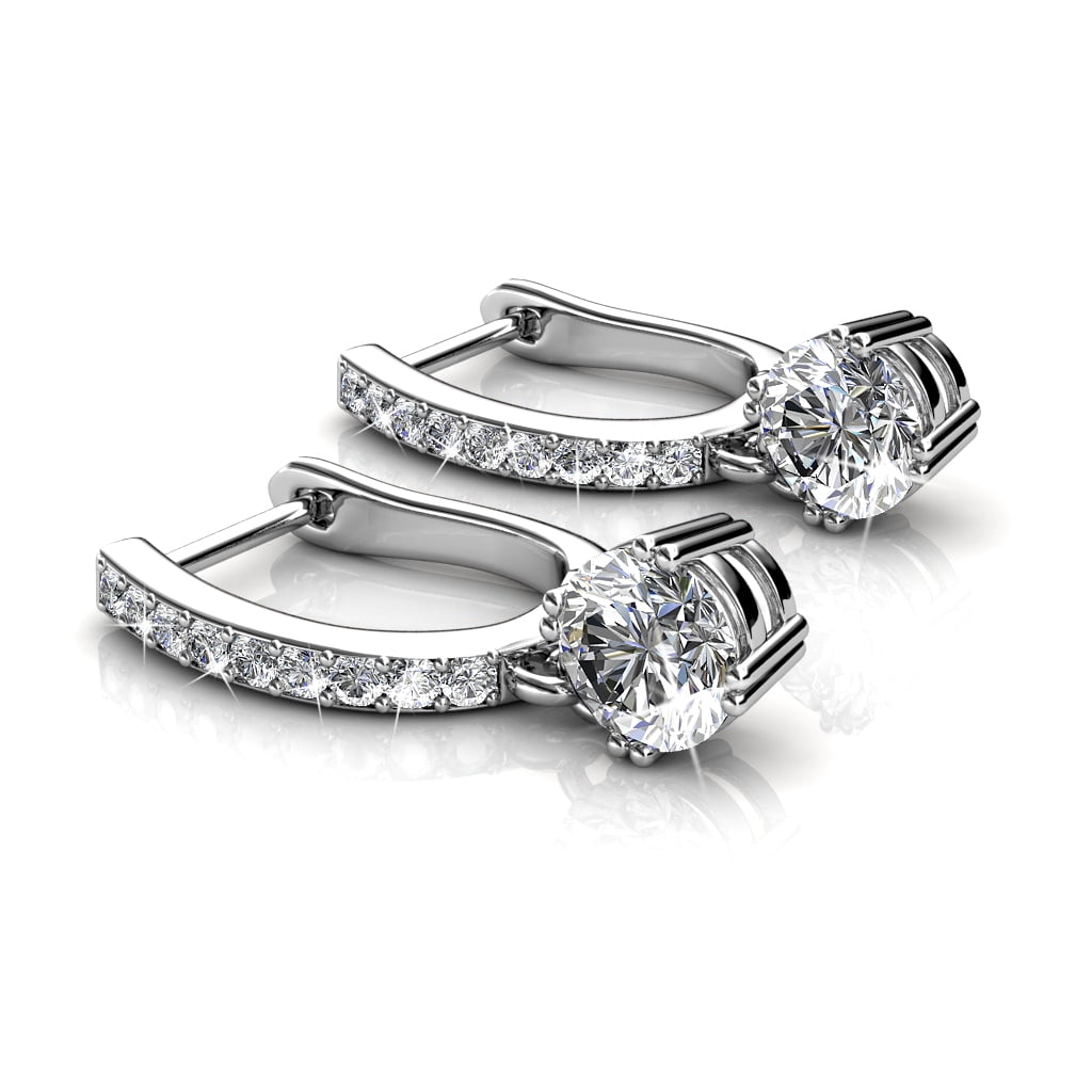 Cate & Chloe McKenzie 18k White Gold Plated Drop Dangle Earrings with Swarovski Crystals for Women - Image 4