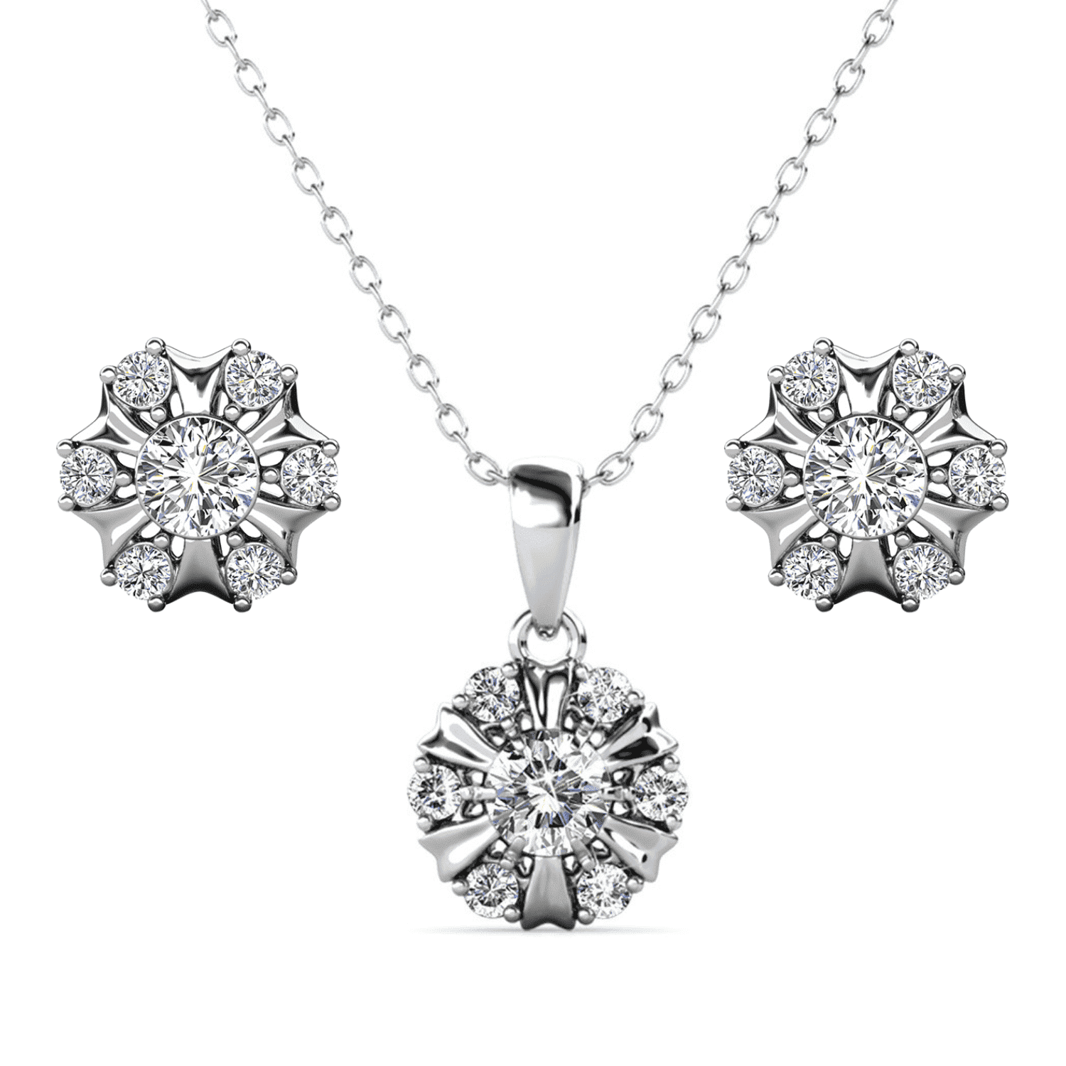 Cate & Chloe Millie 18k White Gold Plated Jewelry Set with Swarovski Crystals Gift for Women