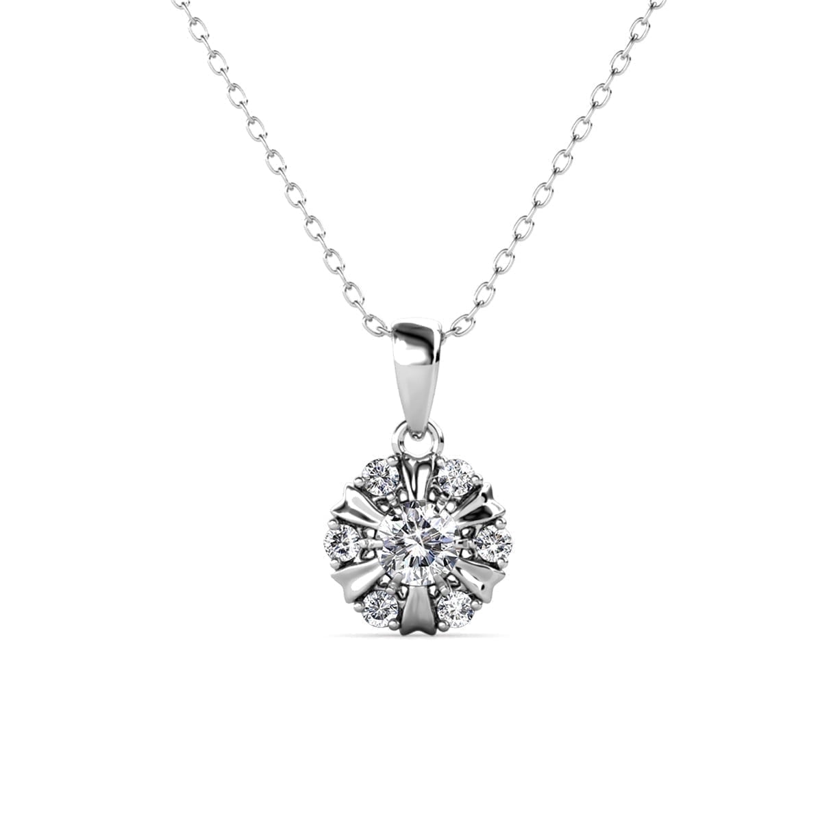 Cate & Chloe Millie 18k White Gold Plated Necklace with Swarovski Crystals for Women, Gift for Her