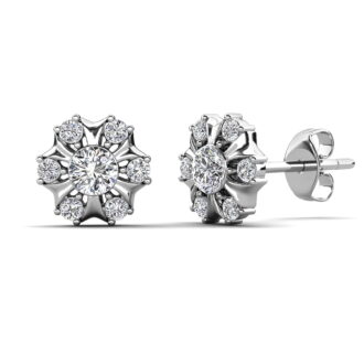 Cate & Chloe Millie 18k White Gold Plated Stud Earrings with Swarovski Crystals Gift for Women