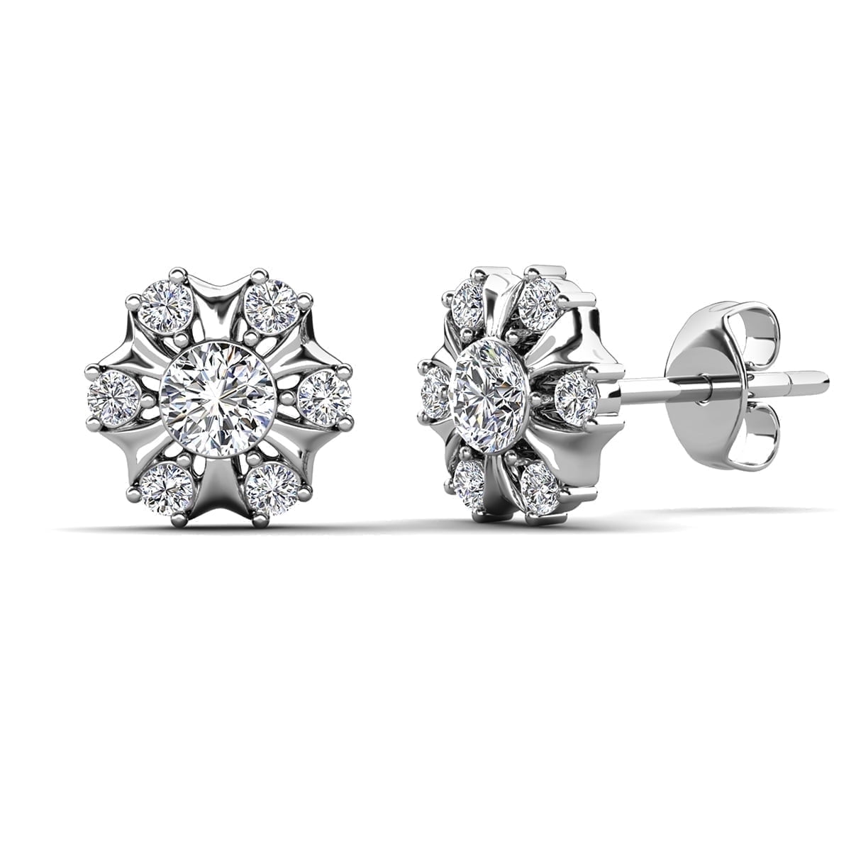 Cate & Chloe Millie 18k White Gold Plated Stud Earrings with Swarovski Crystals Gift for Women