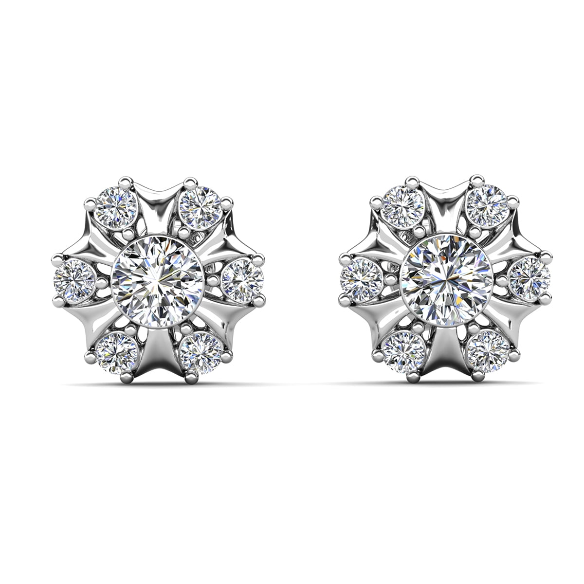 Cate & Chloe Millie 18k White Gold Plated Stud Earrings with Swarovski Crystals Gift for Women - Image 5