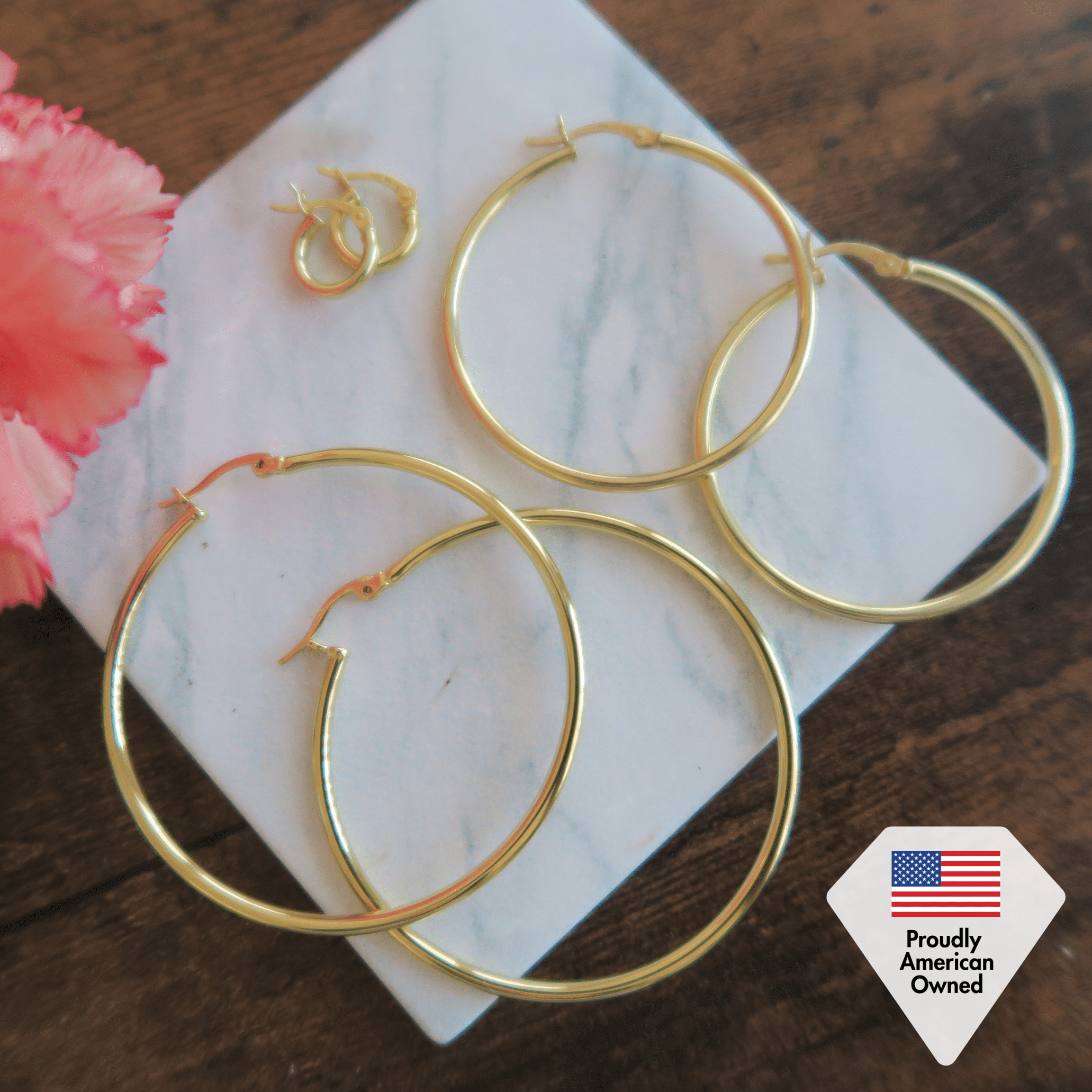 Cate & Chloe Monica 18k Yellow Gold Plated 10mm Hoop Dainty Earrings for Women, Gift for Her - Image 4