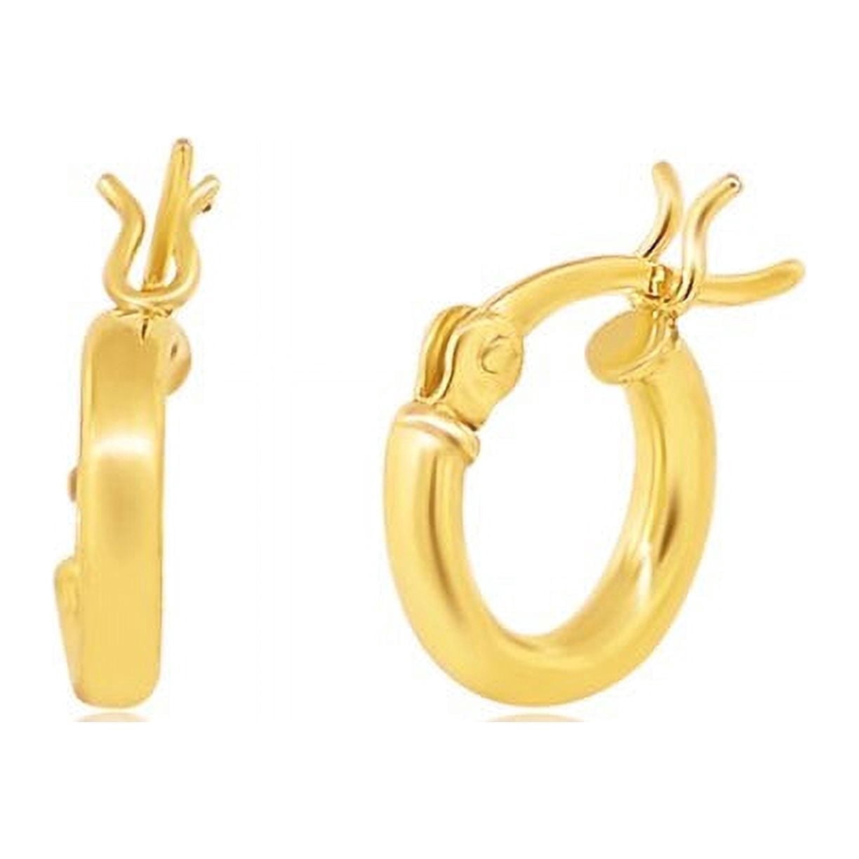 Cate & Chloe Monica 18k Yellow Gold Plated 10mm Hoop Dainty Earrings for Women, Gift for Her
