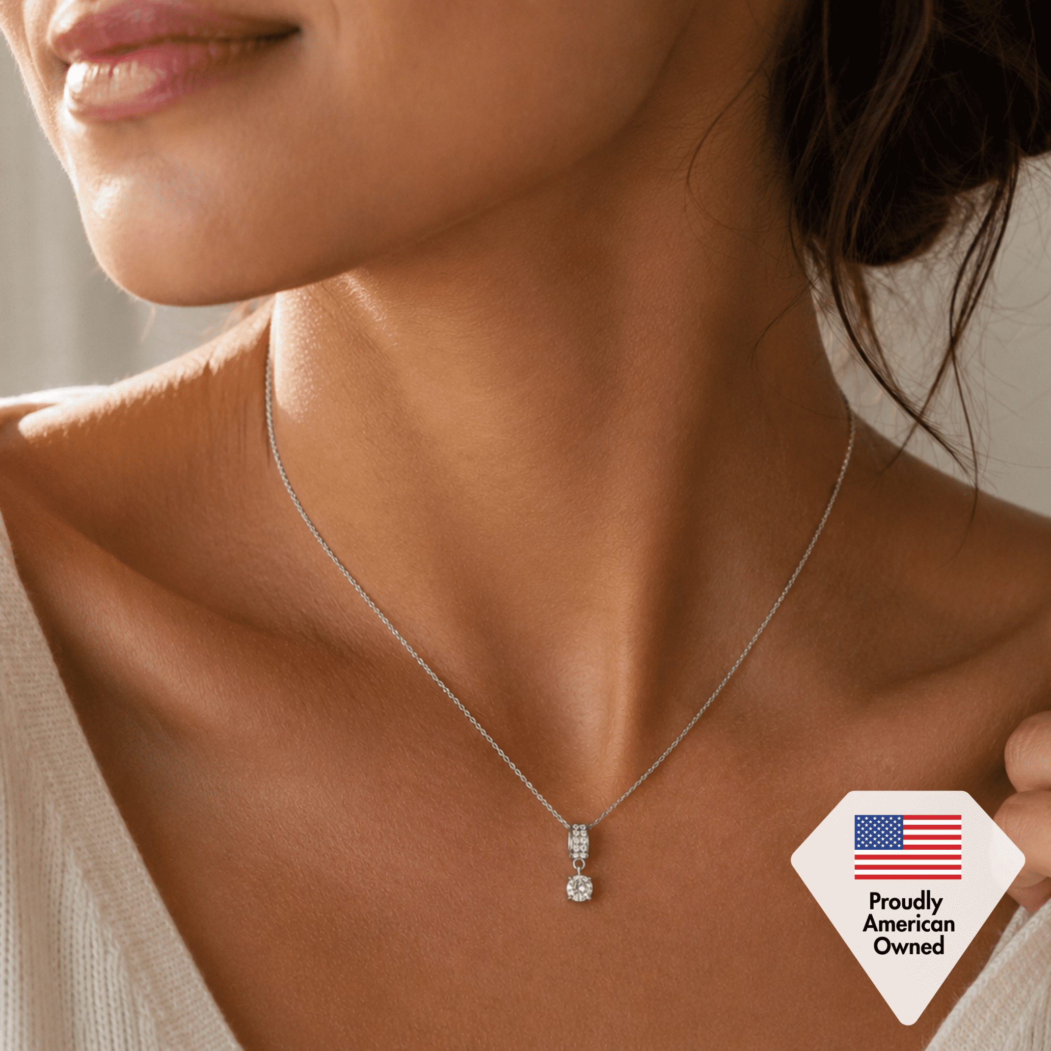 Cate & Chloe Monroe 18k White Gold Plated Pendant Necklace with Swarovski Crystal Gift for Women - Image 4
