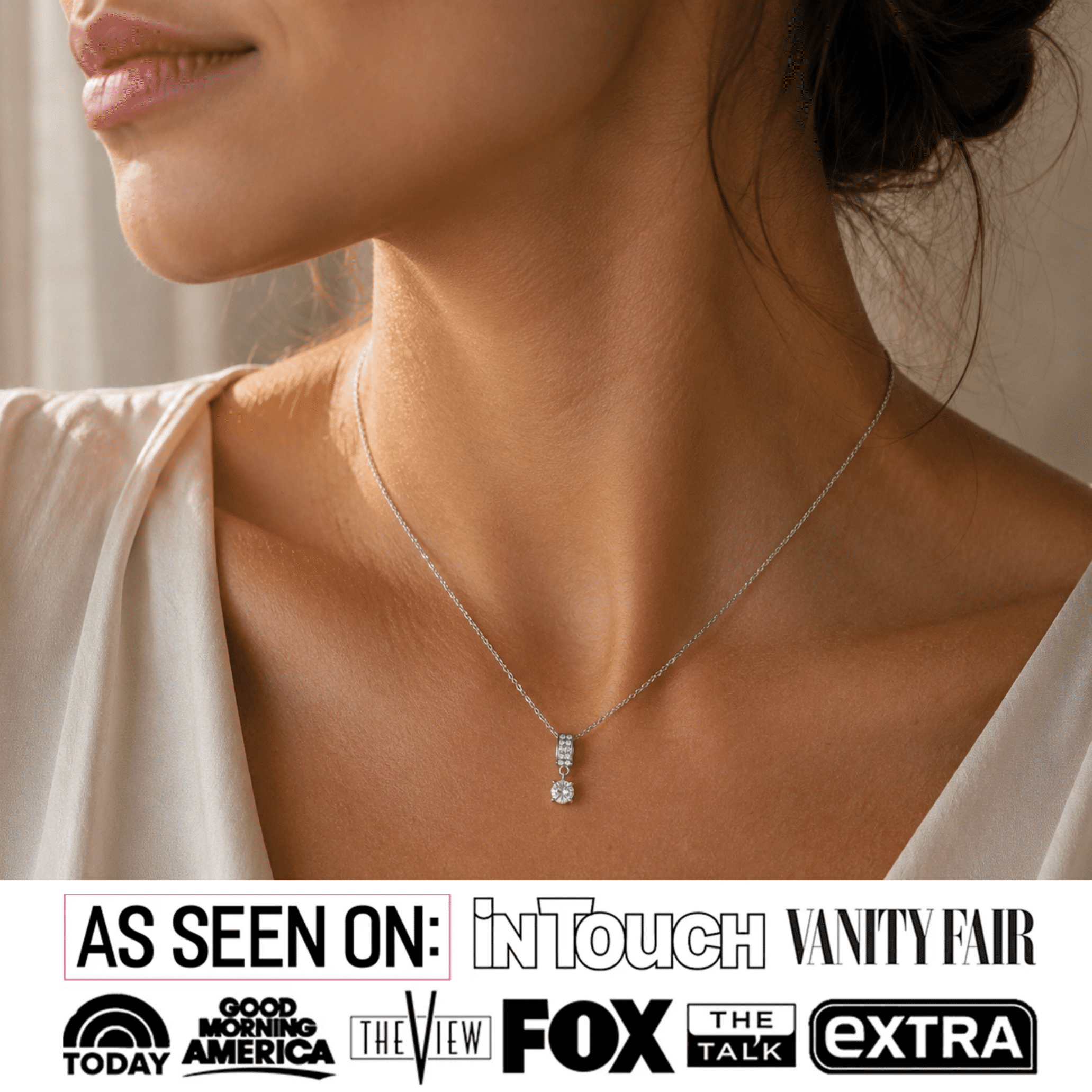 Cate & Chloe Monroe 18k White Gold Plated Pendant Necklace with Swarovski Crystal Gift for Women - Image 2