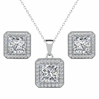 Cate & Chloe Norah 18k White Gold Plated Silver Jewelry Set with Simulated Diamonds Gift for Women