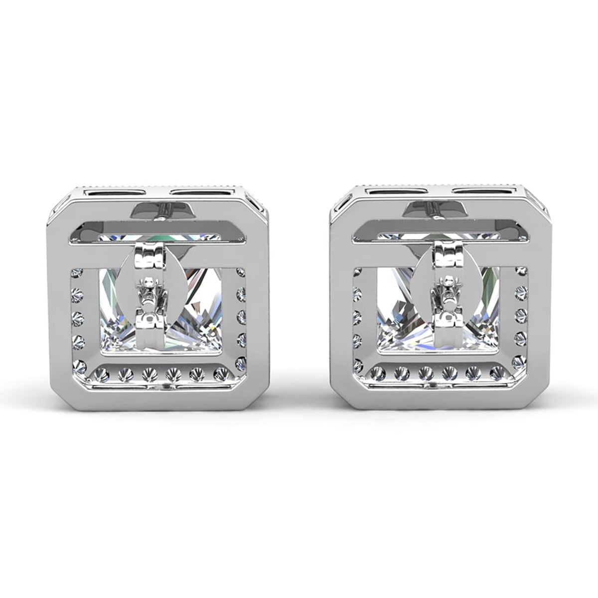 Cate & Chloe Norah 18k White Gold Plated Stud Earrings with Simulated Diamond Crystals for Women - Image 3