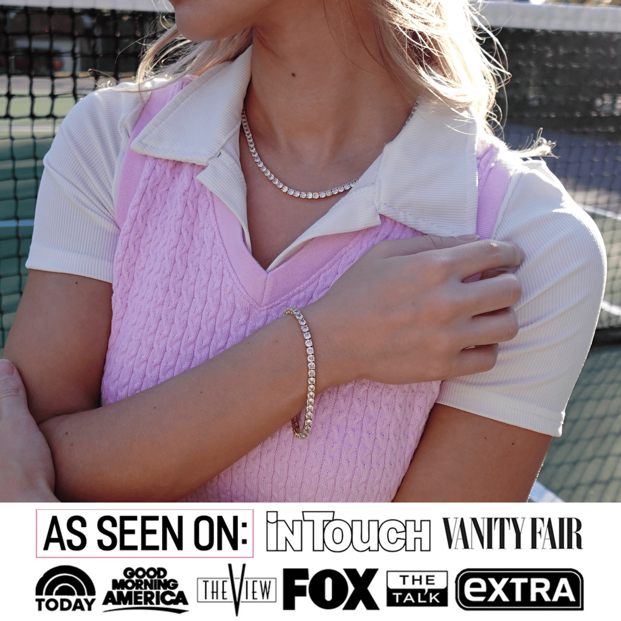 Cate & Chloe Olivia 18k White Gold Plated Tennis Necklace with Simulated Diamond Crystals for Women - Image 5
