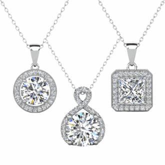 Cate & Chloe Pack of 3 - Blake, Ivy & Alessandra 18k White Gold Plated Necklaces with Simulated Diamonds for Women