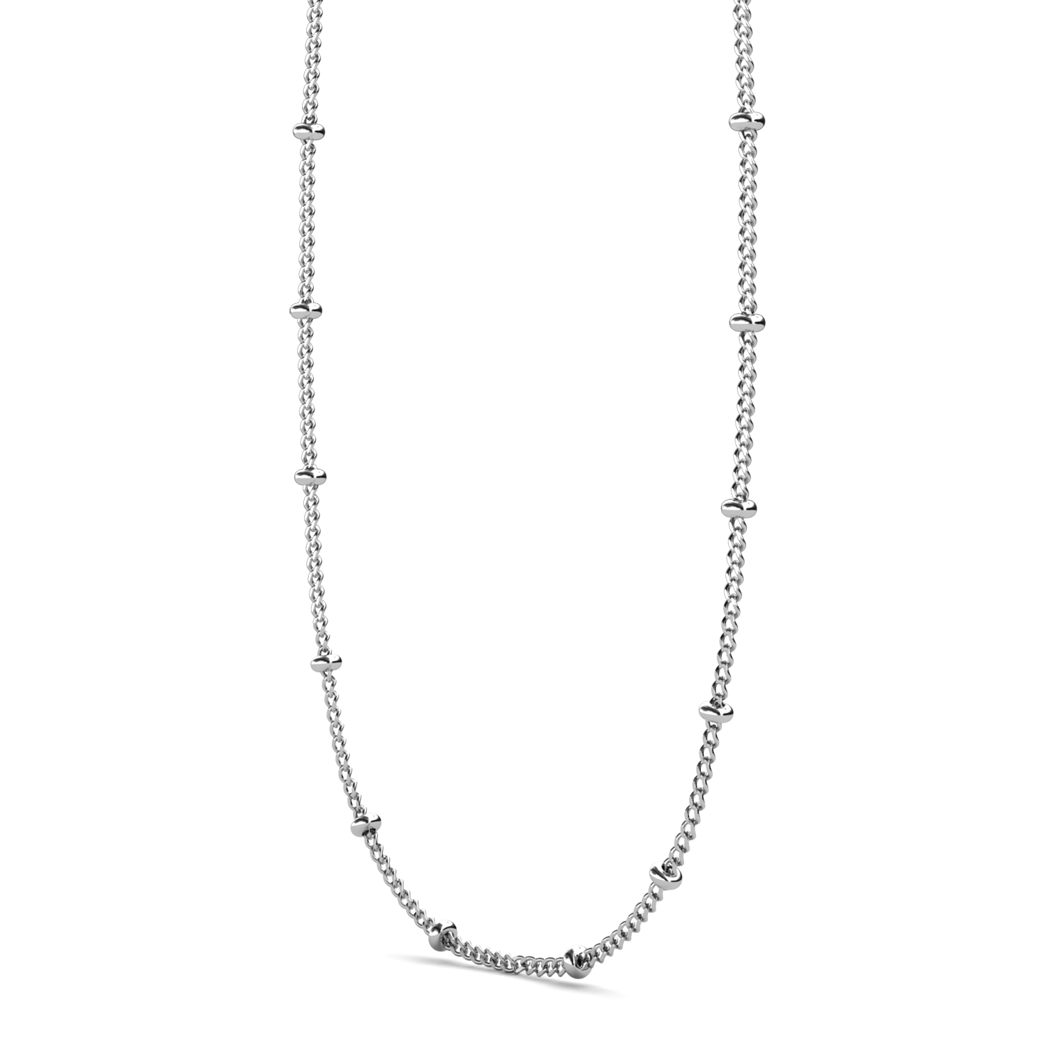 Cate & Chloe Pria 18k White Gold Plated Bead Station Chain Necklace, Gift for Women - Image 5
