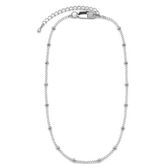 Cate & Chloe Pria 18k White Gold Plated Bead Station Chain Necklace, Gift for Women