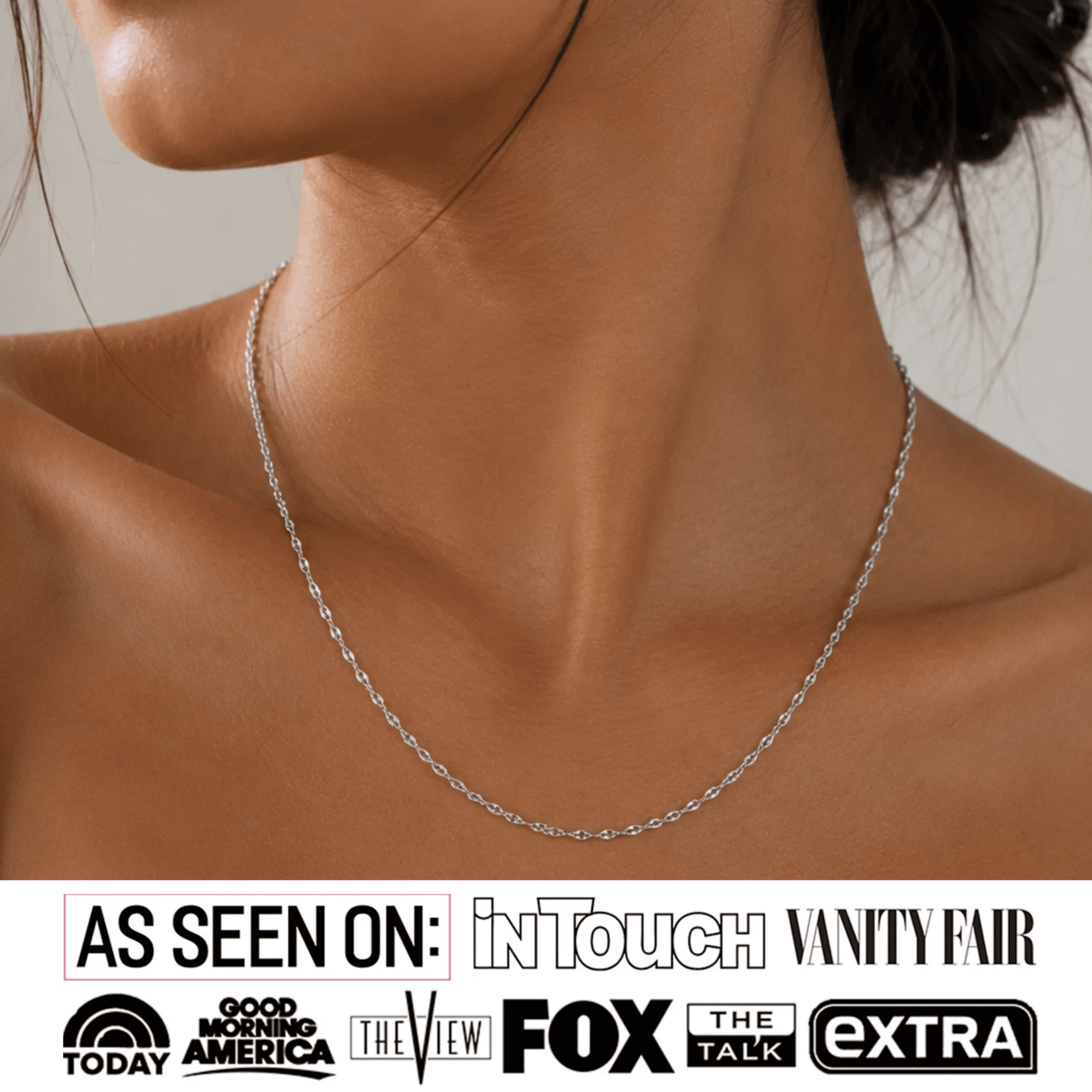 Cate & Chloe Raegan 18k White Gold Plated Stacking Necklace Chain, Gift for Women - Image 3
