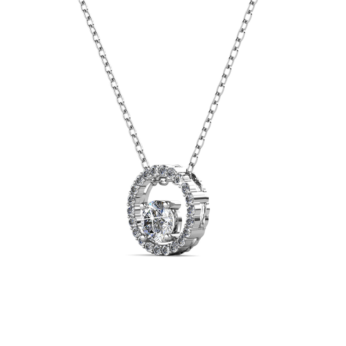 Cate & Chloe Reign 18k White Gold Plated Halo Necklace with Swarovski Crystals Gift for Women - Image 4