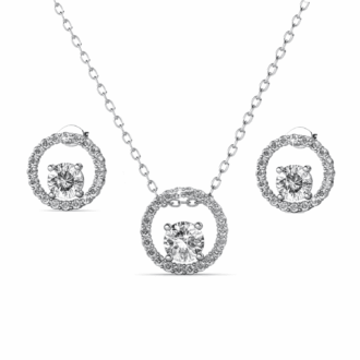 Cate & Chloe Reign 18k White Gold Plated Jewelry Set with Swarovski Crystals Gift for Women