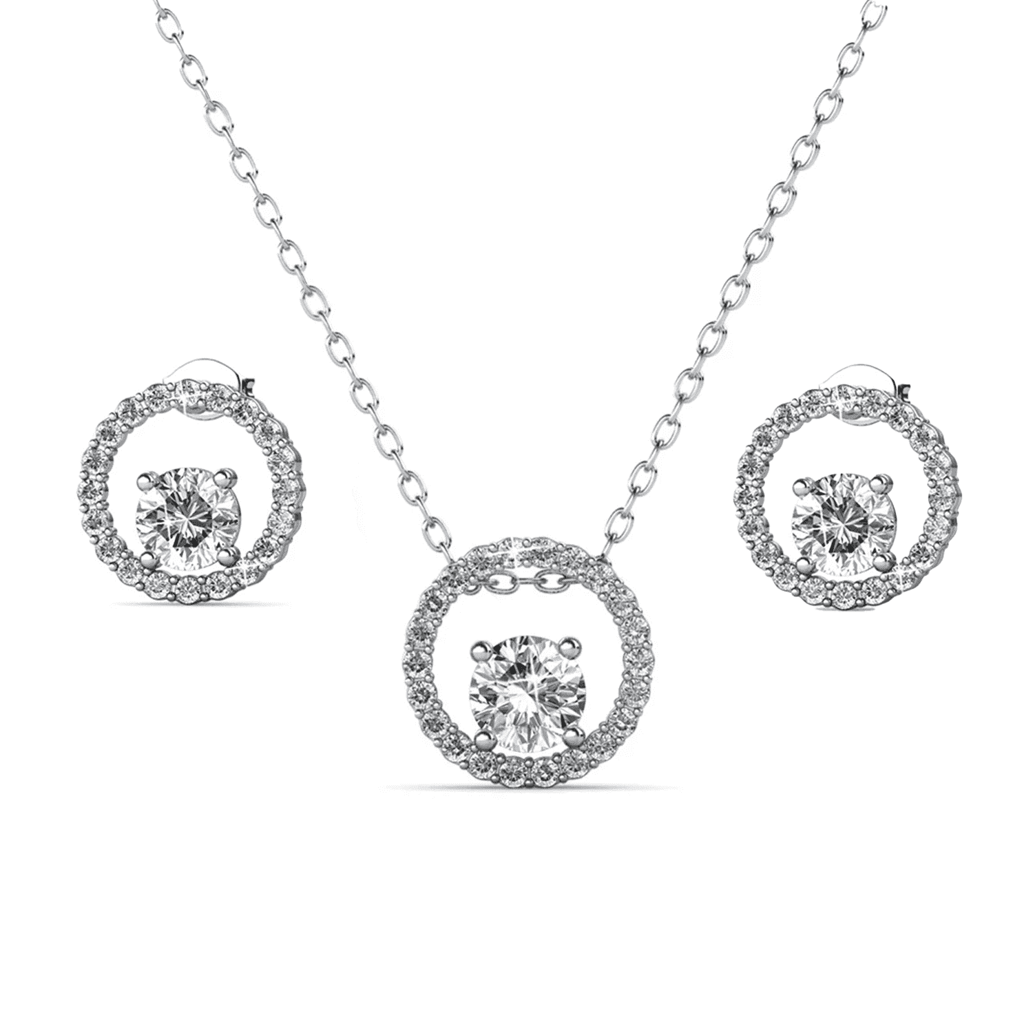 Cate & Chloe Reign 18k White Gold Plated Jewelry Set with Swarovski Crystals Gift for Women