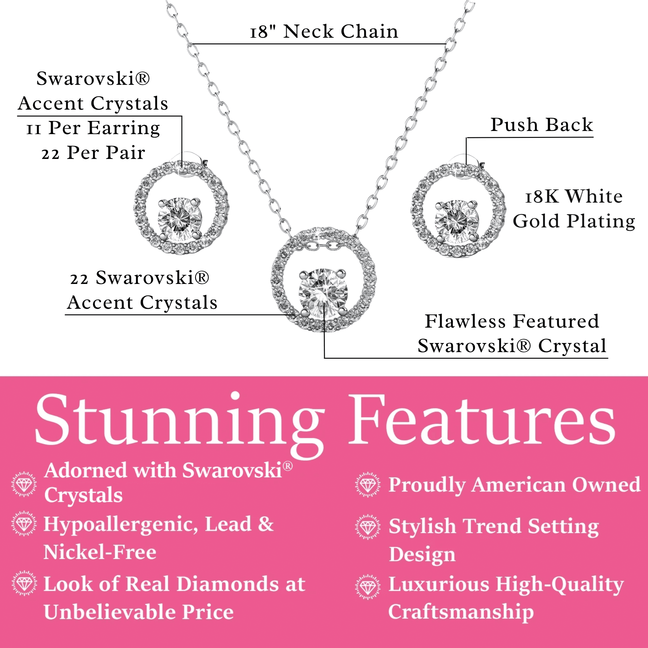 Cate & Chloe Reign 18k White Gold Plated Jewelry Set with Swarovski Crystals Gift for Women - Image 4