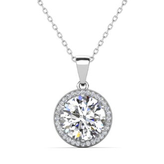 Cate & Chloe Sophia 18k White Gold Plated Halo Necklace with Simulated Diamond Crystals for Women