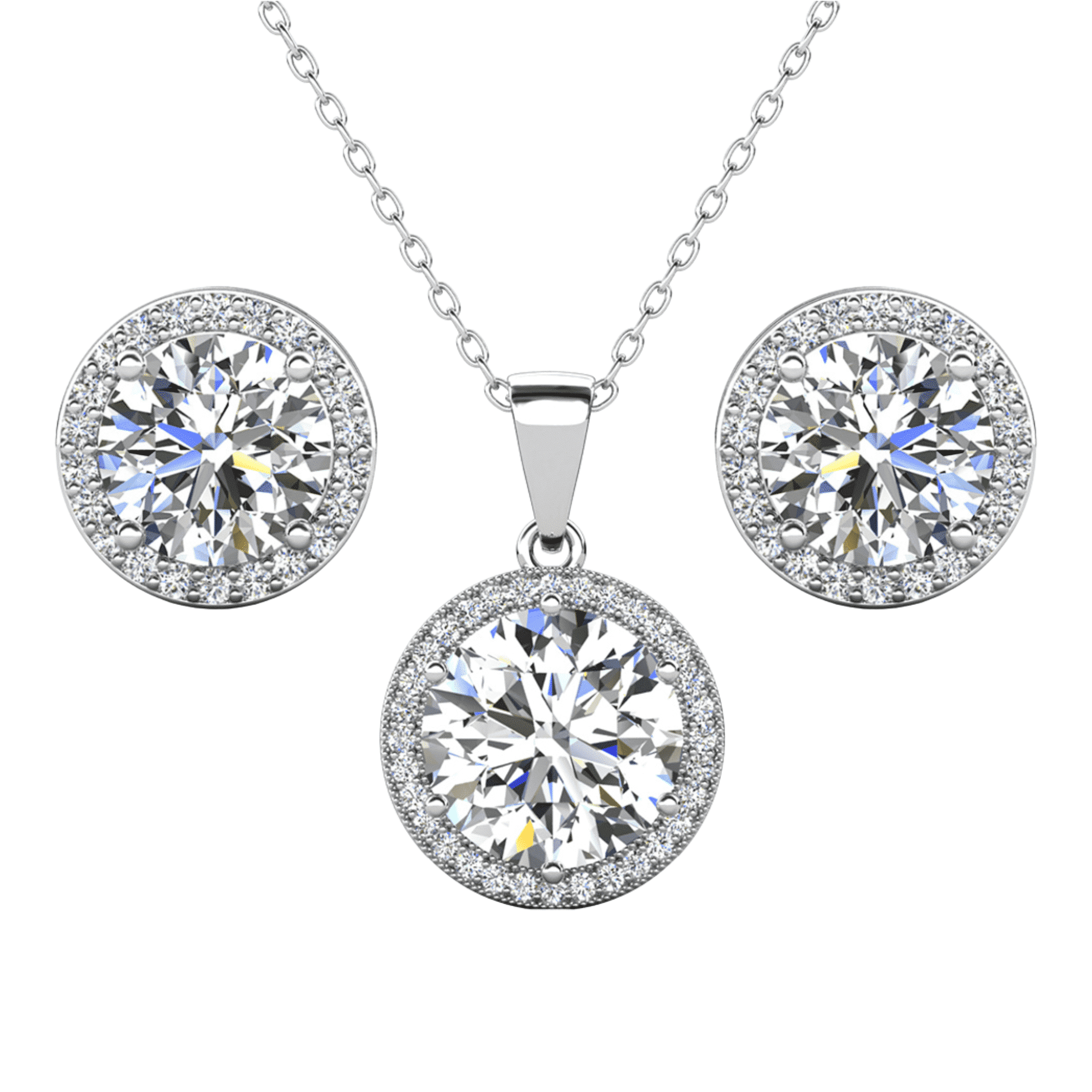 Cate & Chloe Sophia 18k White Gold Plated Jewelry Set with Simulated Diamond Crystals for Women