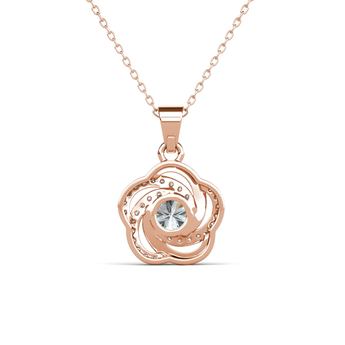 Cate & Chloe Stella 18k Rose Gold Plated Necklace with Simulated Diamond Crystals Gift for Women - Image 4