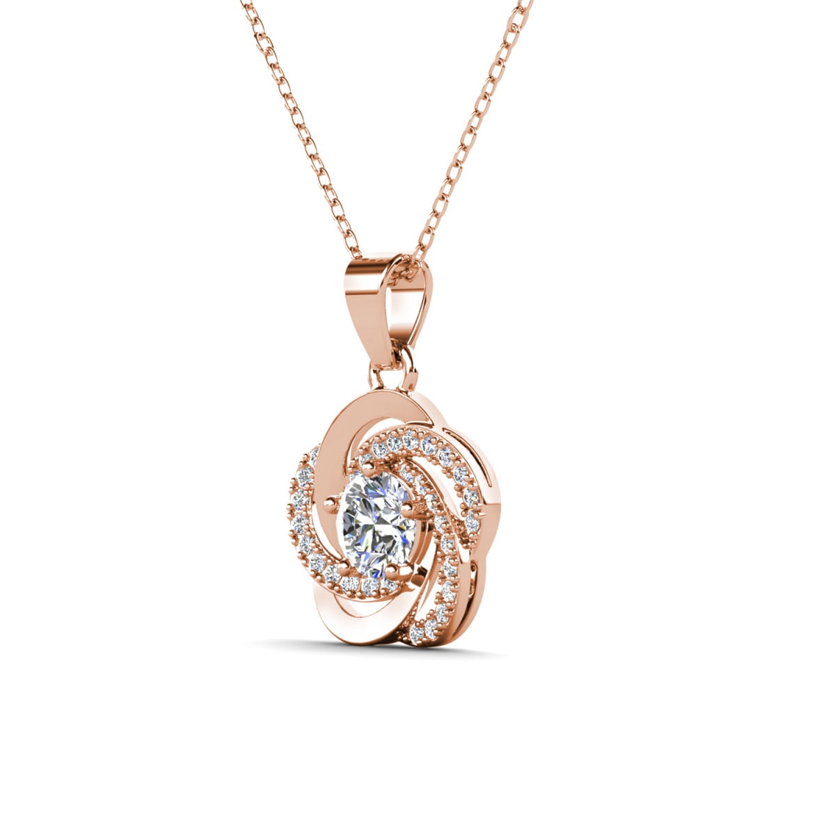 Cate & Chloe Stella 18k Rose Gold Plated Necklace with Simulated Diamond Crystals Gift for Women - Image 5