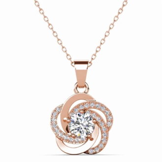 Cate & Chloe Stella 18k Rose Gold Plated Necklace with Simulated Diamond Crystals Gift for Women