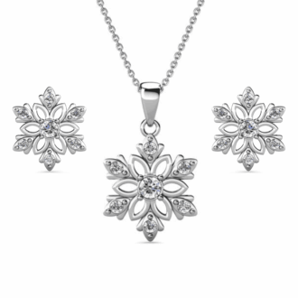 Cate & Chloe Sunny 18k White Gold Plated Jewelry Set with Swarovski Crystals for Women, Gift for Her