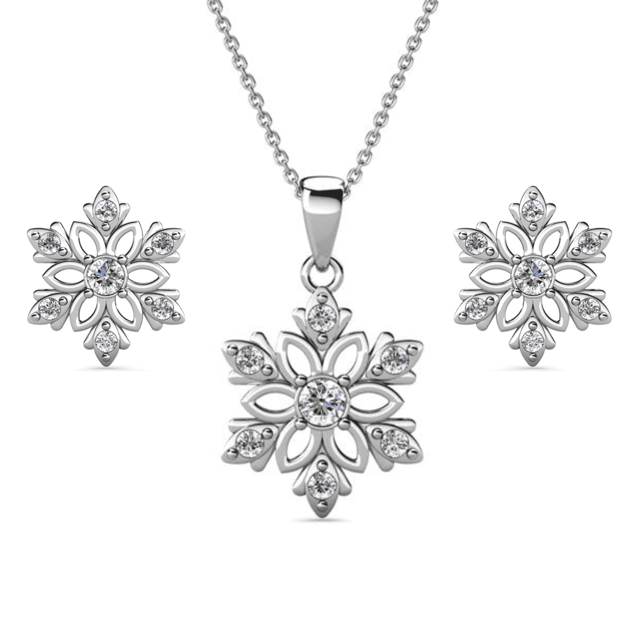 Cate & Chloe Sunny 18k White Gold Plated Jewelry Set with Swarovski Crystals for Women, Gift for Her