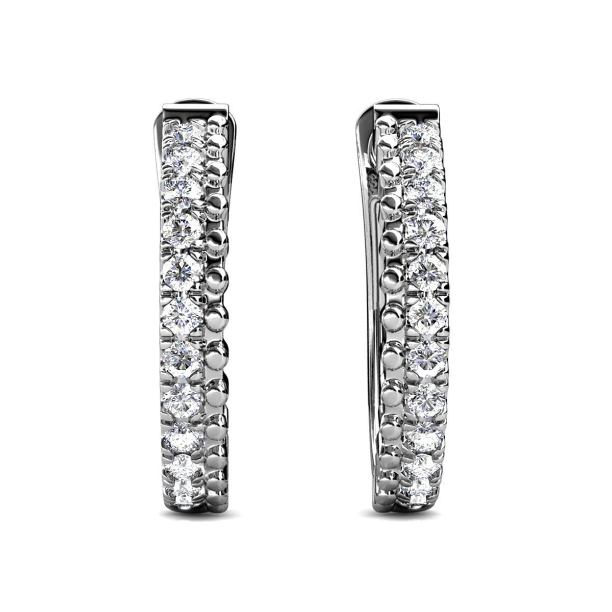 Cate & Chloe Teagan 18k White Gold Plated 19mm Hoop Earrings with Swarovski Crystals Gift for Women - Image 3