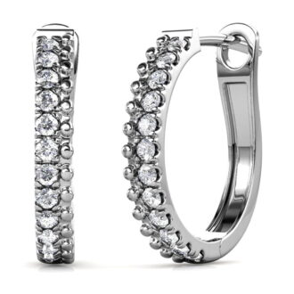 Cate & Chloe Teagan 18k White Gold Plated 19mm Hoop Earrings with Swarovski Crystals Gift for Women