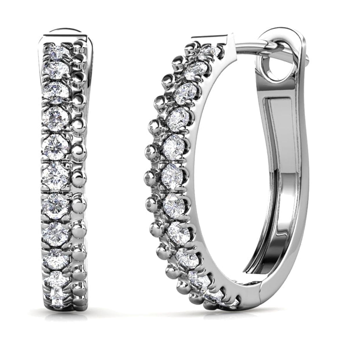 Cate & Chloe Teagan 18k White Gold Plated 19mm Hoop Earrings with Swarovski Crystals Gift for Women